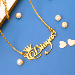 Crowned LoveBeat ( Custom Name Necklace )