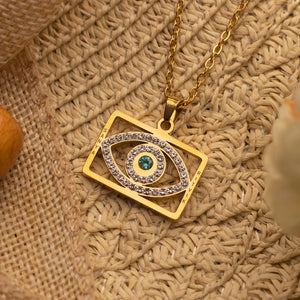 Custom Engraved Evil Eye Necklace (2 Names)