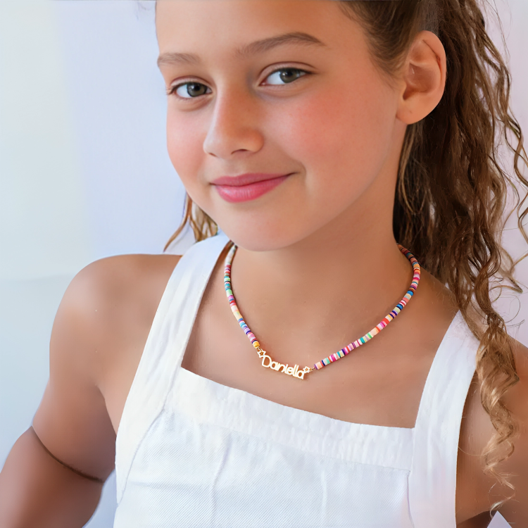 Kids Name Necklace ( Rainbow chain)